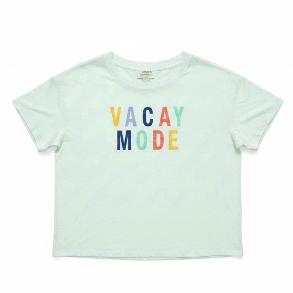Tru Self Sz XL Vacay Mode graphics t-shirt Multi color letters mint green | NWT